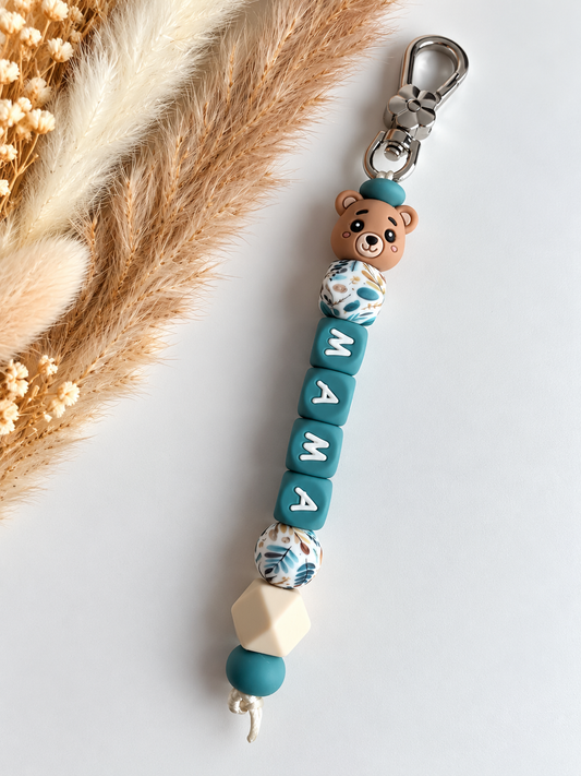 Sleutelhanger met naam beertje / blauw