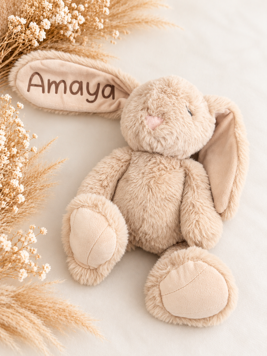 Knuffel konijn beige met naam en datum
